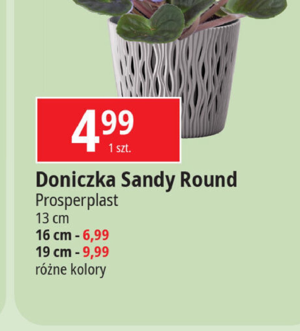 Doniczka sandy round 16 cm Prosperplast promocja