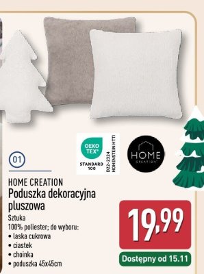 Poduszka dekoracyjna pluszowa 45x45 cm promocja w Aldi