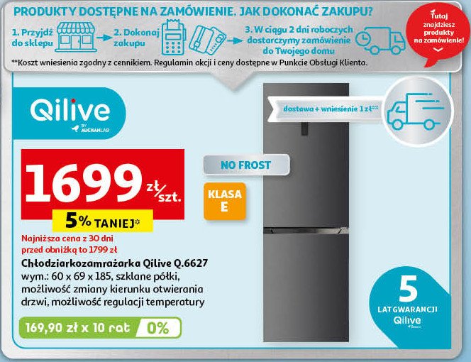 Chłodziarko-zamrażarka q.6627 Qilive promocja w Auchan