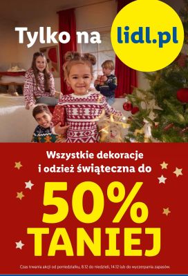 Wszystkie dekoracje i odzież świąteczna -50% promocja w Lidl