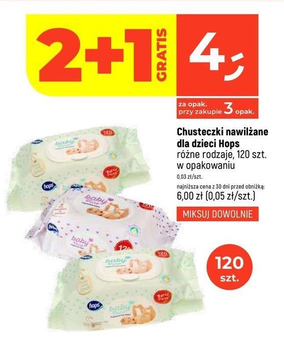 Chusteczki nawilżane różowe HOPS BABY PURE promocja w Dealz