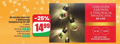 Girlanda żarówki z dekoracją świąteczną 10 LED promocja w Dino
