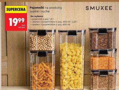 Pojemniki SMUKEE na produkty sypkie i suche promocja w Biedronka