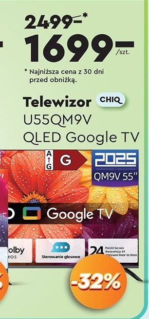 Telewizor 55'' u55qm9v Chiq promocja w Biedronka