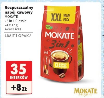 Rozpuszczalny napój kawowy Mokate 3 in 1 Classic promocja w Intermarche