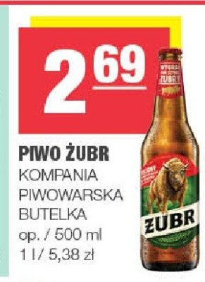 Piwo Żubr Kompania Piwowarska butelka promocja w SPAR