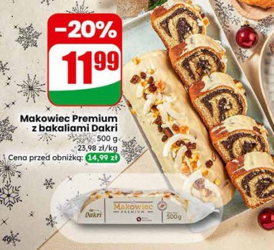 Makowiec Premium z bakaliami Dakri promocja w Dino