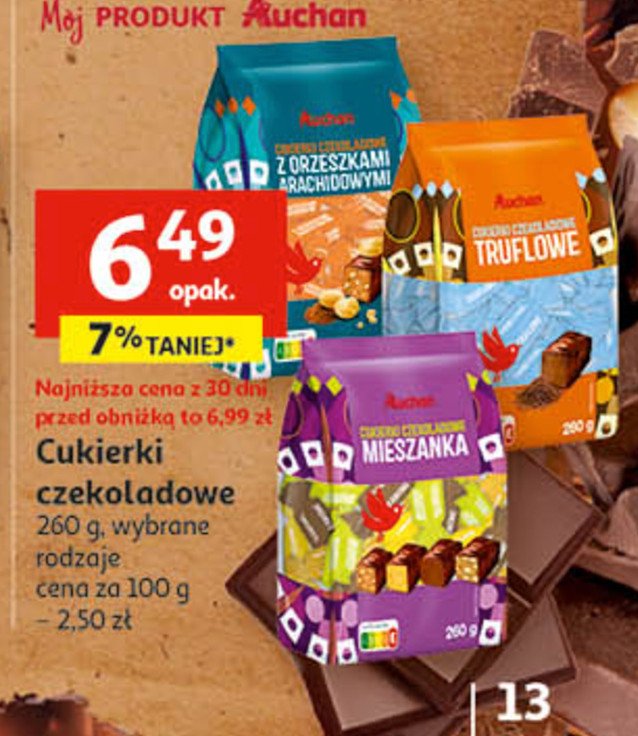 Cukierki czekoladowe mieszanka Auchan różnorodne (logo czerwone) promocja