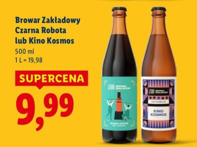 Piwo kraftowe Browar Zakładowy Czarna Robota lub Kino Kosmos promocja w Lidl