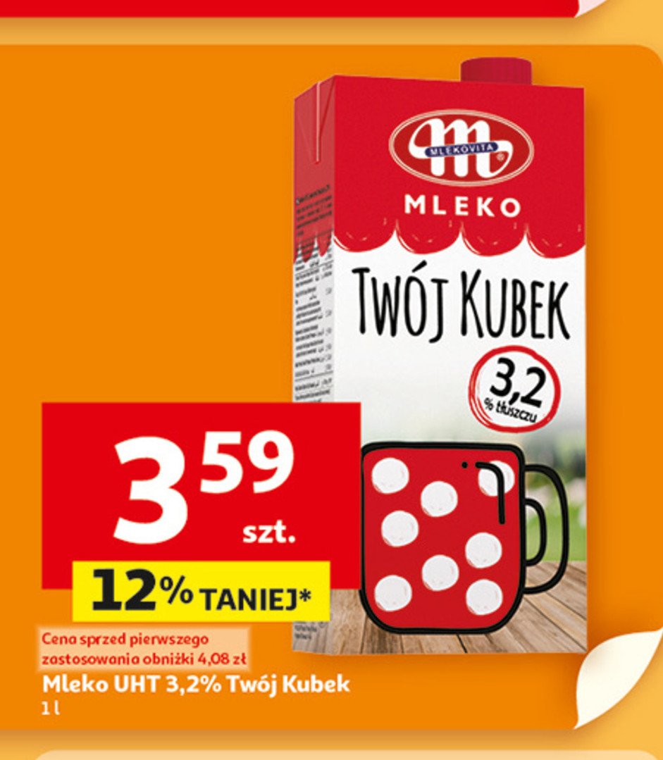 Mleko 3.2% Mlekovita twój kubek promocja w Auchan