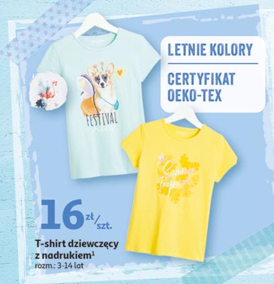 T-shirt dziewczęcy z nadrukiem 3-14 lat Auchan inextenso promocja