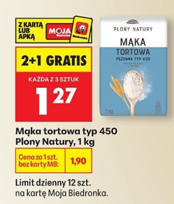 Mąka tortowa typ 450 Plony Natury, 1 kg promocja w Biedronka