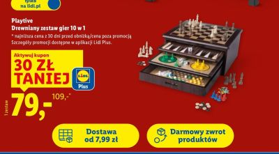 Drewniany zestaw gier 10 w 1 promocja w Lidl