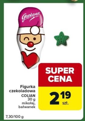 Figurka czekoladowa COLIAN 30g mikołaj, bałwanek promocja w Carrefour Express