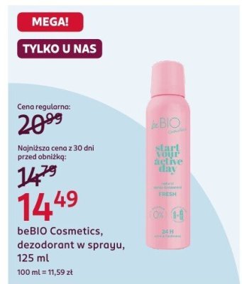 Dezodorant w sprayu beBIO Cosmetics, 125 ml promocja w Rossmann