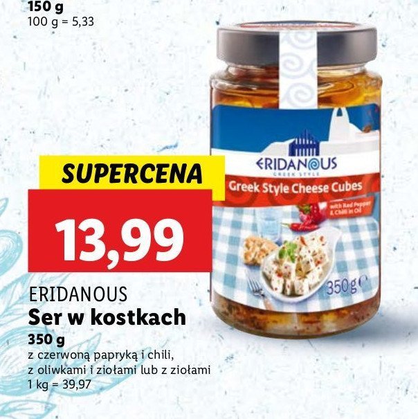 Ser w kostkach z oliwa z oliwek i ziołami Eridanous promocja