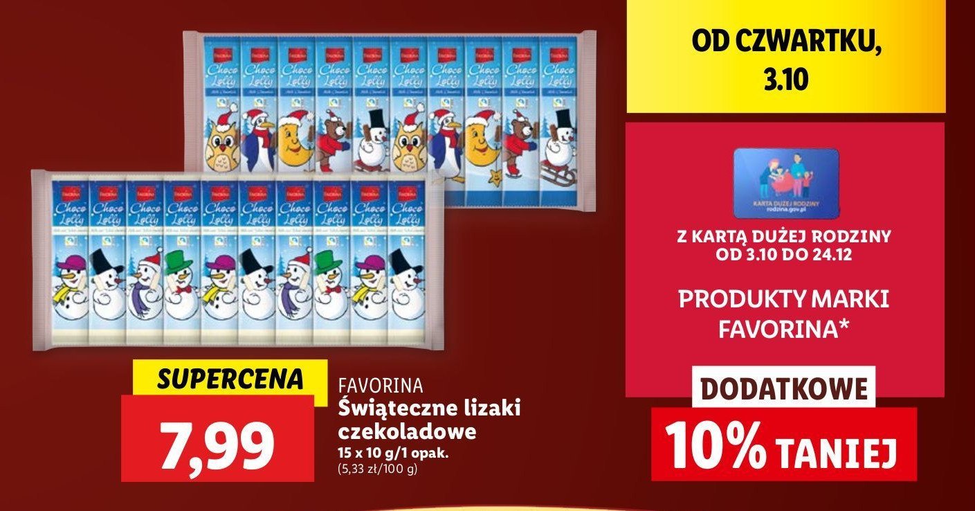 Lizaki czekoladowe Favorina promocja