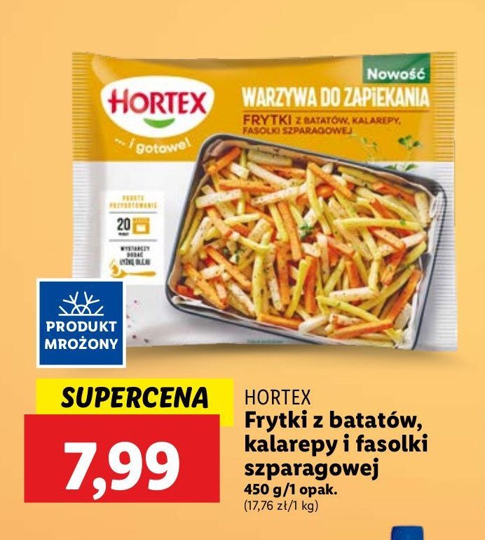 Warzywa do zapiekania frytki z batatów, kalarepy, fasolki szapragowej Hortex promocja