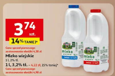 Mleko wiejskie 2% tł. promocja w Auchan