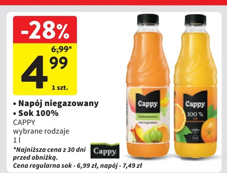 Sok pomarańczowy Cappy promocja w Intermarche