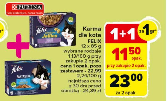 Karma dla kota wiejskie smaki w galaretce Purina felix sensations sauces promocja w Carrefour