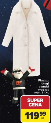 Płaszcz długi damski typu miś promocja w Carrefour