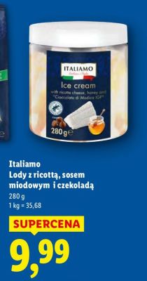 Lody Italiamo z ricottą, sosem miodowym i czekoladą 280 g promocja w Lidl