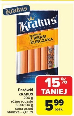 Parówki KRAKUS różne rodzaje promocja w Carrefour