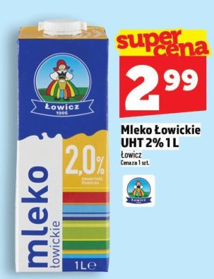 Mleko Łowickie UHT 2% 1L promocja w TOPAZ