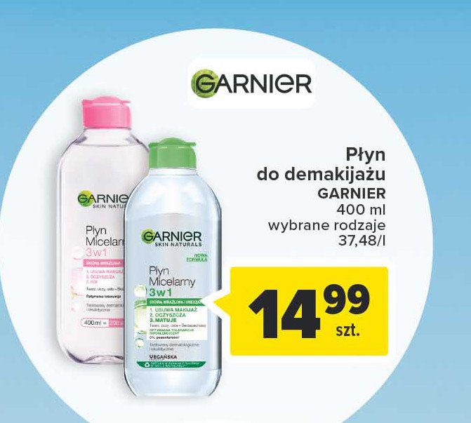 Płyn micelarny do skóry wrażliwej i suchej Garnier skin naturals promocja