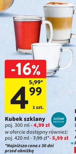 Kubek szklany 300 ml Altom design promocja