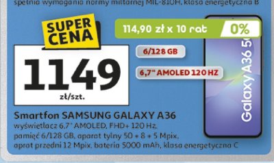 Smartfon SAMSUNG GALAXY A36 promocja w Auchan