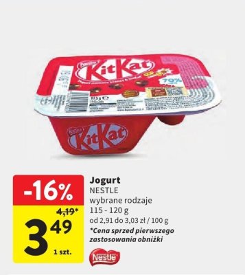 Jogurt Nestle KitKat wybrane rodzaje promocja w Intermarche