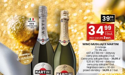 Wino musujące Martini 2 rodzaje 7,5-11% vol. 0,75l promocja w Twój Market