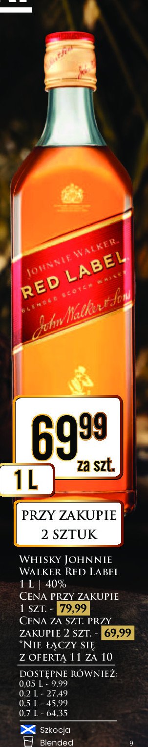 Whisky Johnnie walker red label promocja w Dino