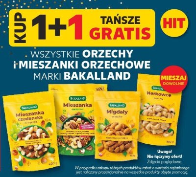 Orzechy i mieszanki orzechowe 1+1 GRATIS Bakalland promocja w Kaufland