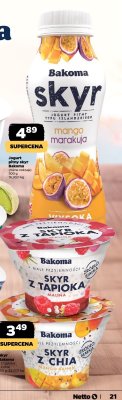 Jogurt skyr Bakoma z tapioką malina promocja w Netto
