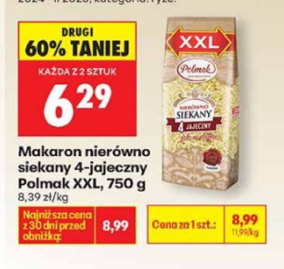Makaron nierówno siekany 4-jajeczny Polmak XXL 750g promocja w Biedronka
