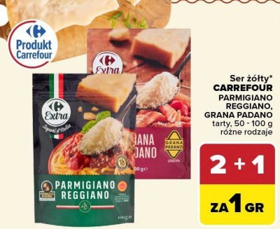 Ser żółty GRANA PADANO  tarty, 50-100 g różne rodzaje promocja w Carrefour Market