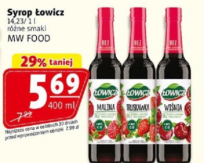 Syrop Łowicz MW Food różne smaki promocja w Prim Market