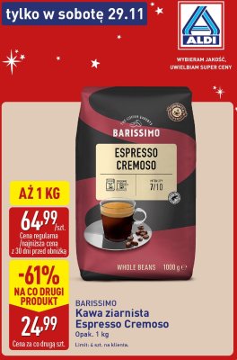 Kawa ziarnista Espresso Cremoso promocja w Aldi