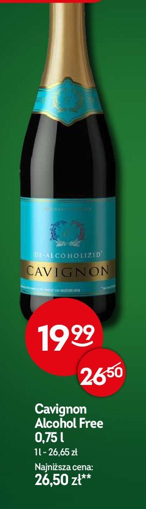 Wino Cavignon alcohol free promocja w Żabka