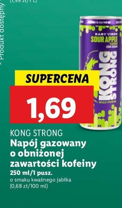 Napój energetyczny sour apple Kong strong promocja