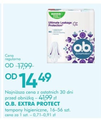 Tampony higieniczne O.B. EXTRA PROTECT promocja w Super-Pharm