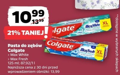 Pasta do zębów Colgate Max White różne rodzaje promocja w Netto