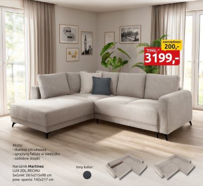 Narożnik Martinez LUX 2DL.RECMU promocja w Black Red White