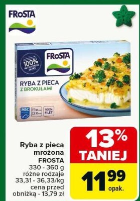 Ryba z pieca mrożona FROSTA z brokułami promocja w Carrefour