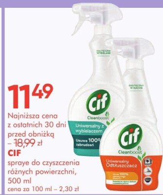 Spraye do czyszczenia różnych powierzchni CIF promocja w Super-Pharm