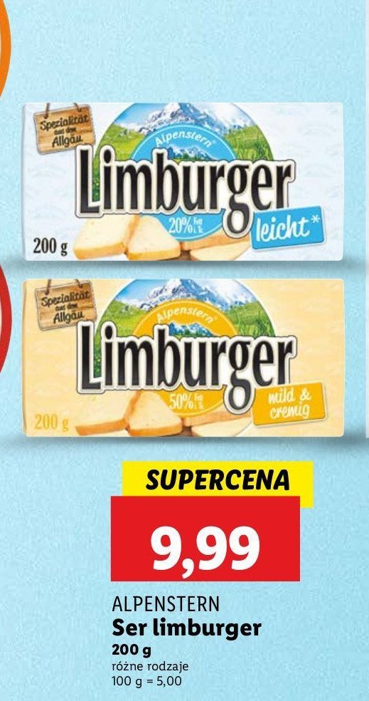 Ser limburger mild cream Alpenstern promocja w Lidl