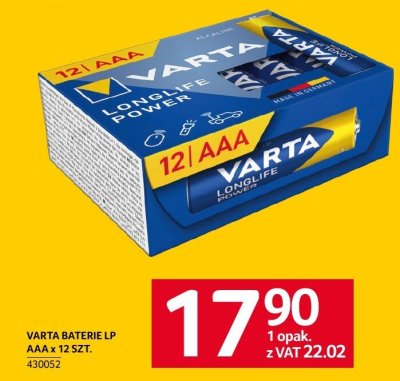 Baterie Varta Longlife Power AAA 12 szt. promocja w Selgros